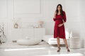 Těhotenské, kojící šaty, 3/4 rukáv, Lovely Midi Dress Red