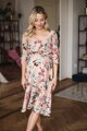 Těhotenské, kojící šaty Lovely Midi Dress Salmon with Flowers