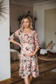 Těhotenské, kojící šaty Lovely Midi Dress Salmon with Flowers
