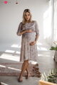 Těhotenské, kojící šaty Lovely Midi Dress Grey with Flowers