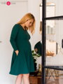 Těhotenské, kojící šaty Mama Bottle Green, dlouhý rukáv