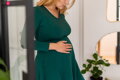 Těhotenské, kojící šaty Mama Bottle Green, dlouhý rukáv