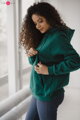 Hrubá těhotenská a kojící oversized mikina Motherhood Bottle Green