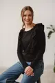 Kojící tričko, halenka Milky Waves Black, dl.rukáv