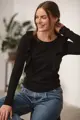 Kojící tričko, halenka Milky Waves Black, dl.rukáv