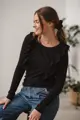 Kojící tričko, halenka Milky Waves Black, dl.rukáv