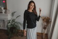 Kojící tričko, halenka Milky Waves Black, dl.rukáv