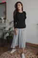 Kojící tričko, halenka Milky Waves Black, dl.rukáv