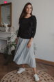 Kojící tričko, halenka Milky Waves Black, dl.rukáv