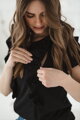Kojící tričko, halenka Milky Waves Black, kr.rukáv
