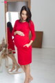 Těhotenské, kojící šaty Milky Way Dress 7/8 Red
