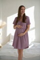 Bavlněná těhotenská noční košile Aurora Lilac
