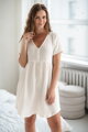 Těhotenská mušelínová noční košile Aurora White Cream