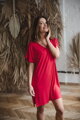 Bambusová kojicí noční košile Moon Raspberry