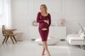 Těhotenské, kojící šaty Tummy Burgundy
