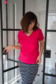 Kojící tričko M-Shirt V-neck Fuchsia
