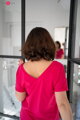 Kojící tričko M-Shirt V-neck Fuchsia