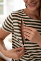 Pruhované tričko ke kojení MamaFlow Khaki Stripes