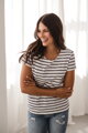 Pruhované tričko ke kojení MamaFlow Navy stripes