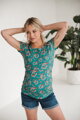 Kojící tričko Milk Shirt Green with Flowers
