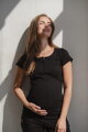 Těhotenské, kojící tričko,kr.rukáv Tummy Black