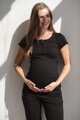 Těhotenské, kojící tričko,kr.rukáv Tummy Black