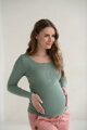 Těhotenské viskozové kojící tričko Tummy Sage