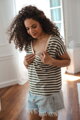 Kojící tričko, halenka Two Ways Khaki Stripes I, kr.rukáv