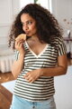 Kojící tričko, halenka Two Ways Khaki Stripes I, kr.rukáv