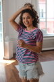Kojící tričko, halenka Two Ways Pink Stripes I, kr.rukáv