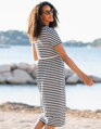 Těhotenské, kojící šaty Seraphine Greyson Navy Stripes