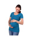 Těhotenské tričko Johanka, krátký rukáv, tmavý tyrkys S/M