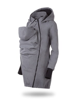 Těhotenský softshellový kabát 3v1 pro nošení dětí, Grey Melange
