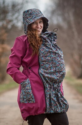 Softshellová nosící bunda Alva, fuchsiová a trojúhelníky