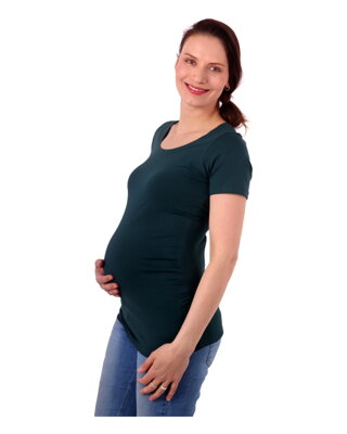Těhotenské tričko Johanka, krátký rukáv, tm. zelené 
