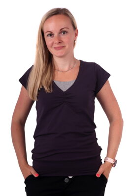Kojící tričko Lea, krátký rukáv, švestkově fialové