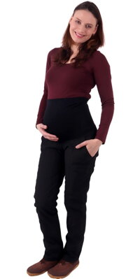 Zimní těhotenské softshellové kalhoty Sága, černé