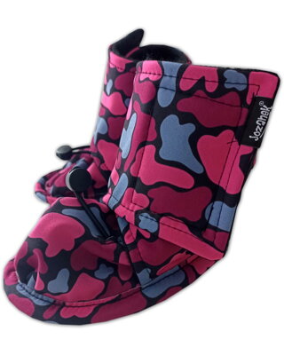Softshellové zateplené botičky, růžový maskáč