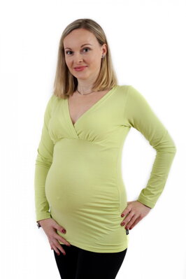 Těhotenská tunika Barbora, dlouhý rukáv, světle zelená