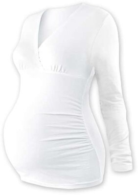 Těhotenská tunika Barbora, dlouhý rukáv, bílá