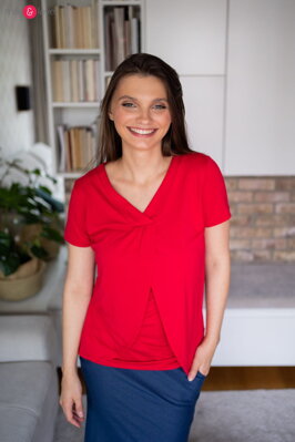 Těhotenská, kojící halenka Buzzy Bee kr.rukáv, Red