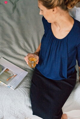 Těhotenská, kojící halenka Kangaroo 7/8 rukáv, Navy Blue