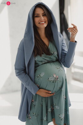 Dámský, těhotenský bavlněný kabátek, Blue