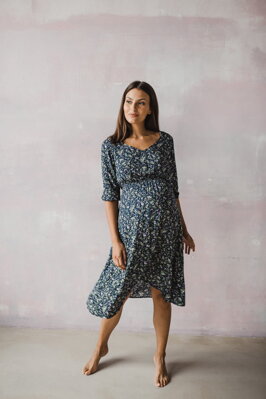 Těhotenské, kojící šaty Lovely Midi Dress Navy Blue
