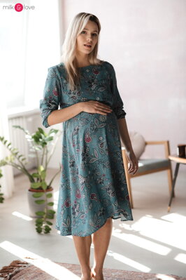 Těhotenské, kojící šaty Lovely Midi Dress Turquoise