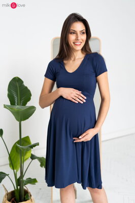 Těhotenské, kojící šaty Mommy Chic Navy