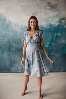 Těhotenské, kojící šaty s krátkým rukávem Two Ways Midi Dress Eucalyptus