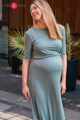 Těhotenské, kojící šaty Two Ways Long Eucalyptus