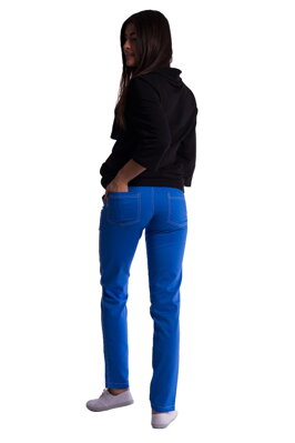 Těhotenské kalhoty 3686 s nižším úpletovým pásem, modré
