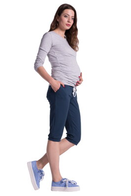 Těhotenské 3/4 kalhoty-tepláky 3815, tm.modré